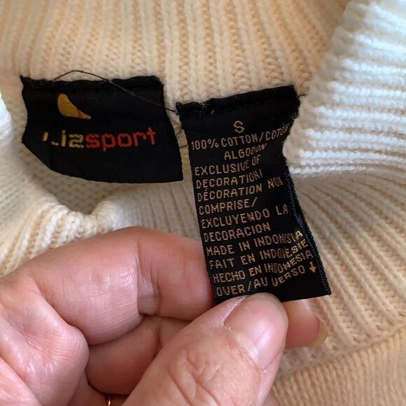 Vtg Lizsport cream floral long sleeved sweater‎ - Picture 7 of 8